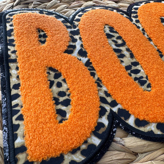 Orange Leopard BOO Chenille Patch