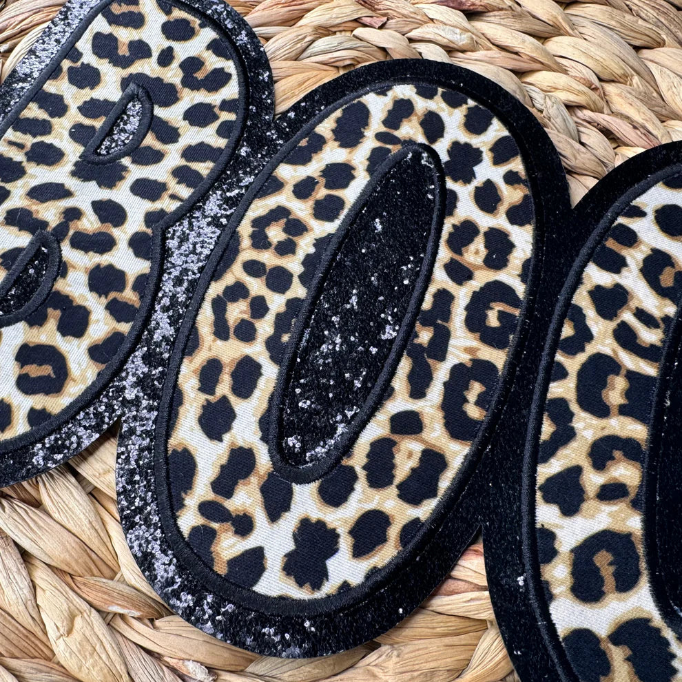 Black Leopard BOO Chenille Patch