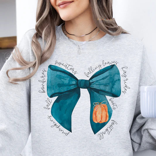 Teal Preppy Pumpkin Bow