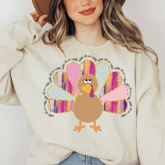 Gobble Till you Wobble Watercolor Turkey