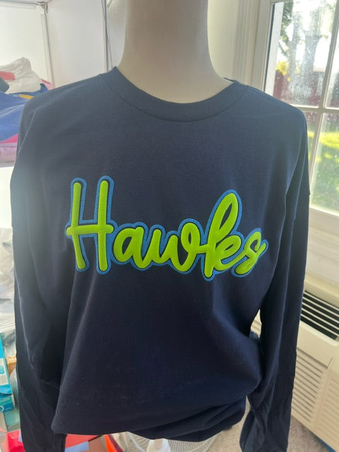 Hawks Hand Drawn Glitter Puff