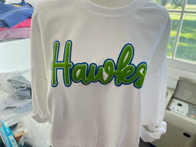 Hawks Hand Drawn Glitter Puff